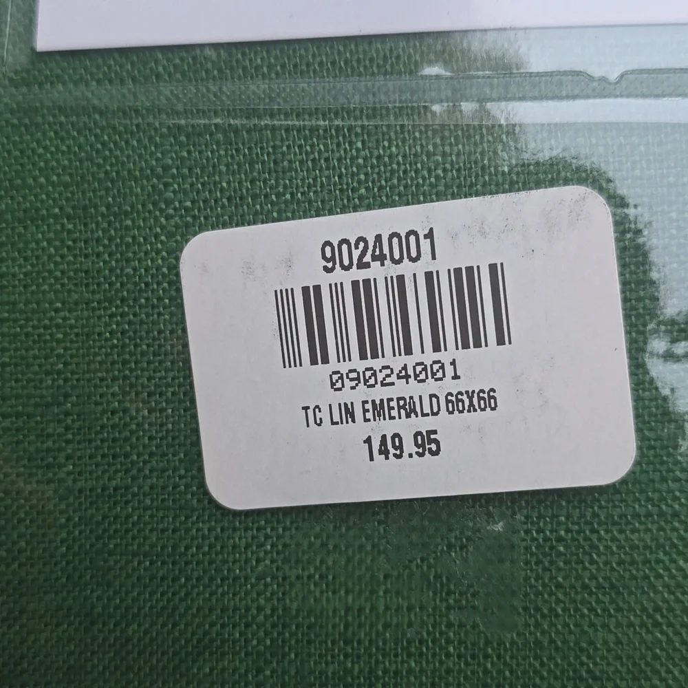 SFERRA Festeval Square Hemstitched Linen Tablecloth, Emerald, Retail $149.95US